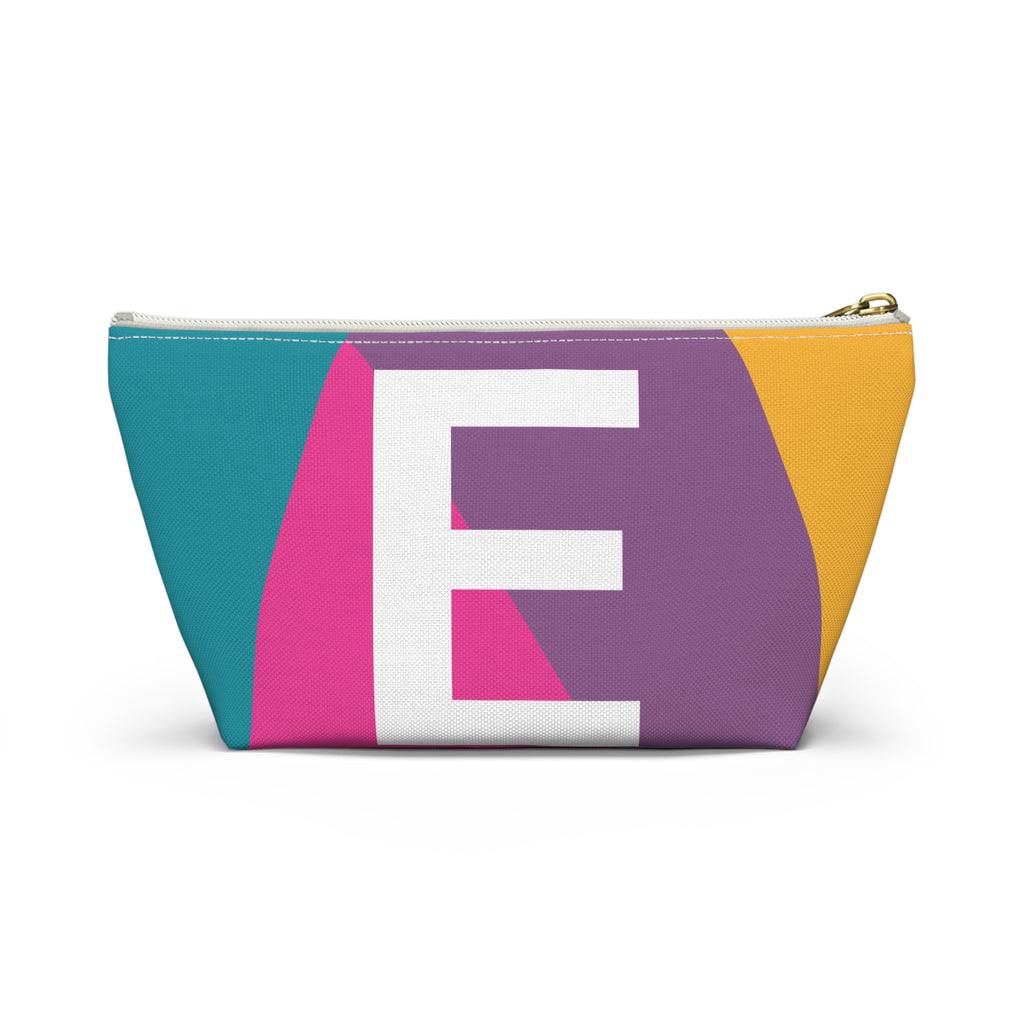 Initials Colorblock Accessory Pouch — Monogram E T-Bottom Cosmetic Bag