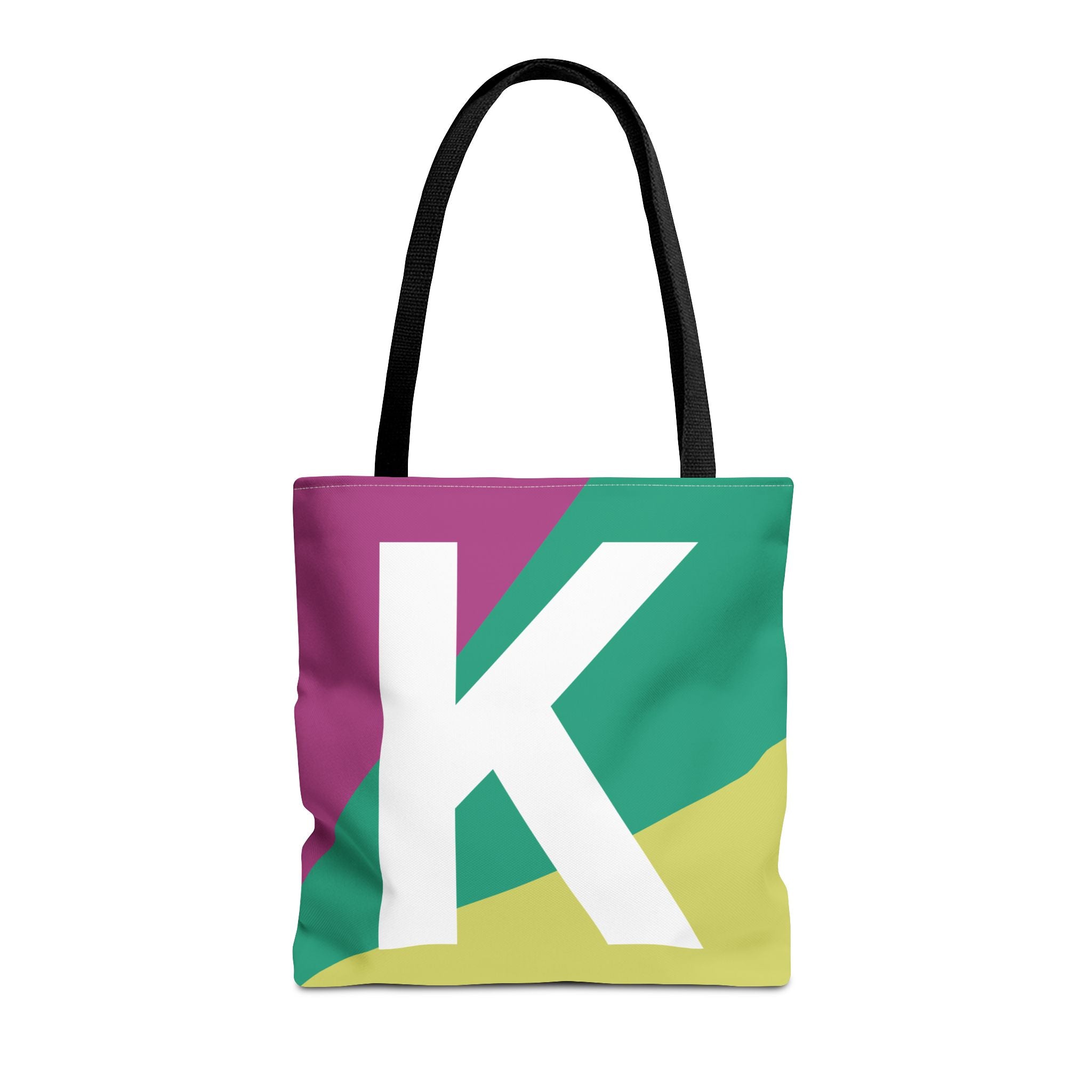 Monogram 'K' Colorblock Tote Bag — Personalized Initial K Shoulder Tote