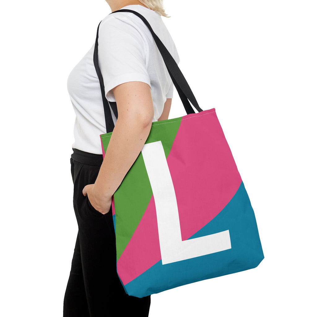 Monogram 'L' Colorblock Tote Bag — Personalized Initial L Shoulder Tote