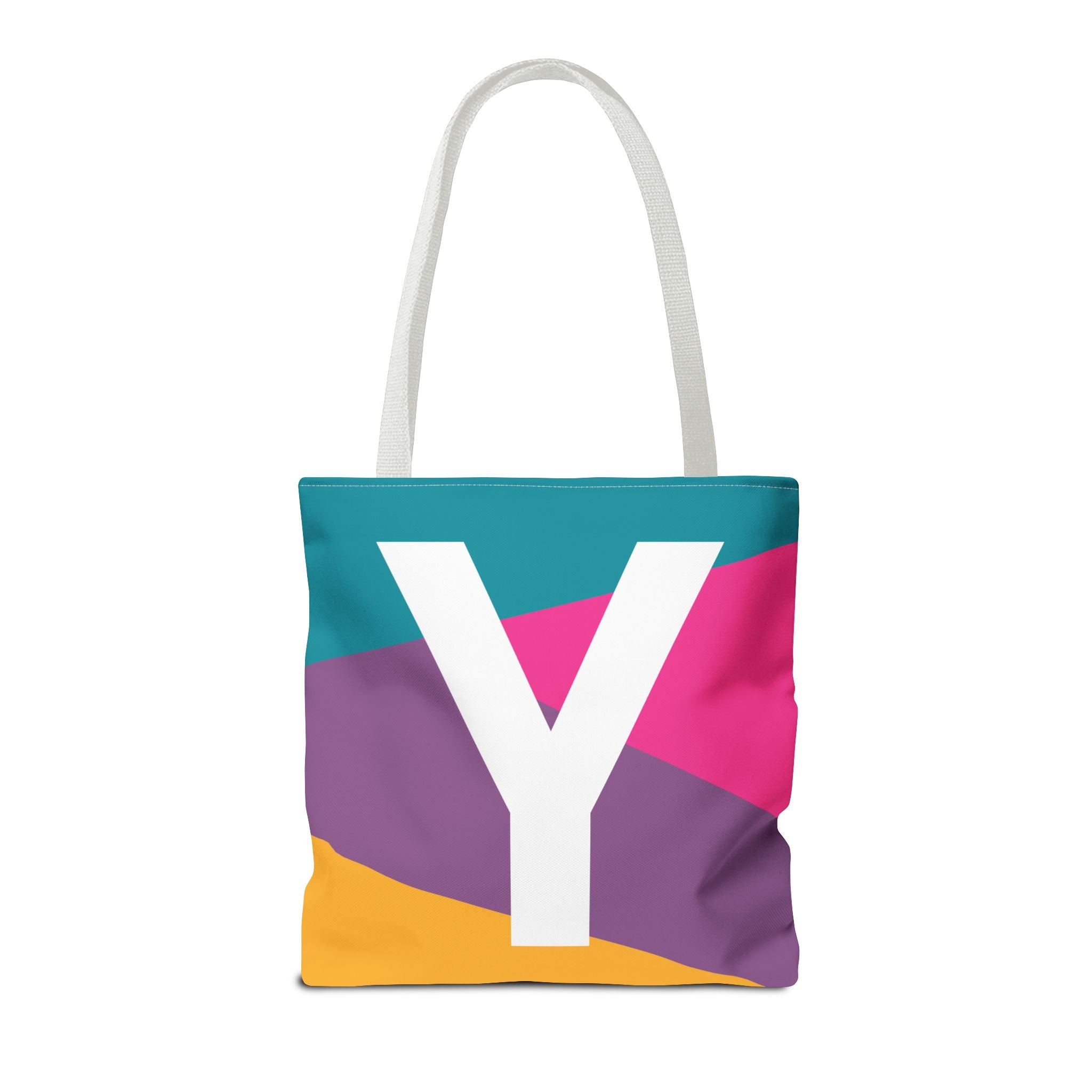 Monogram 'Y' Colorblock Tote Bag — Personalized Initial Y Shoulder Tote