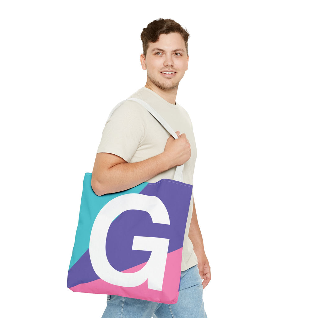 Monogram 'G' Colorblock Tote Bag — Personalized Initial G Shoulder Tote