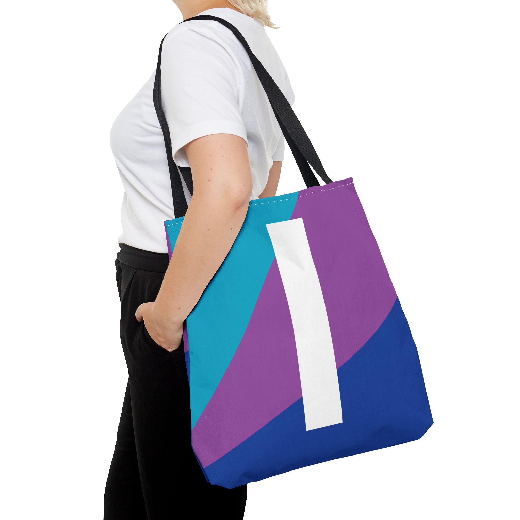 Monogram 'I' Colorblock Tote Bag — Personalized Initial I Shoulder Tote