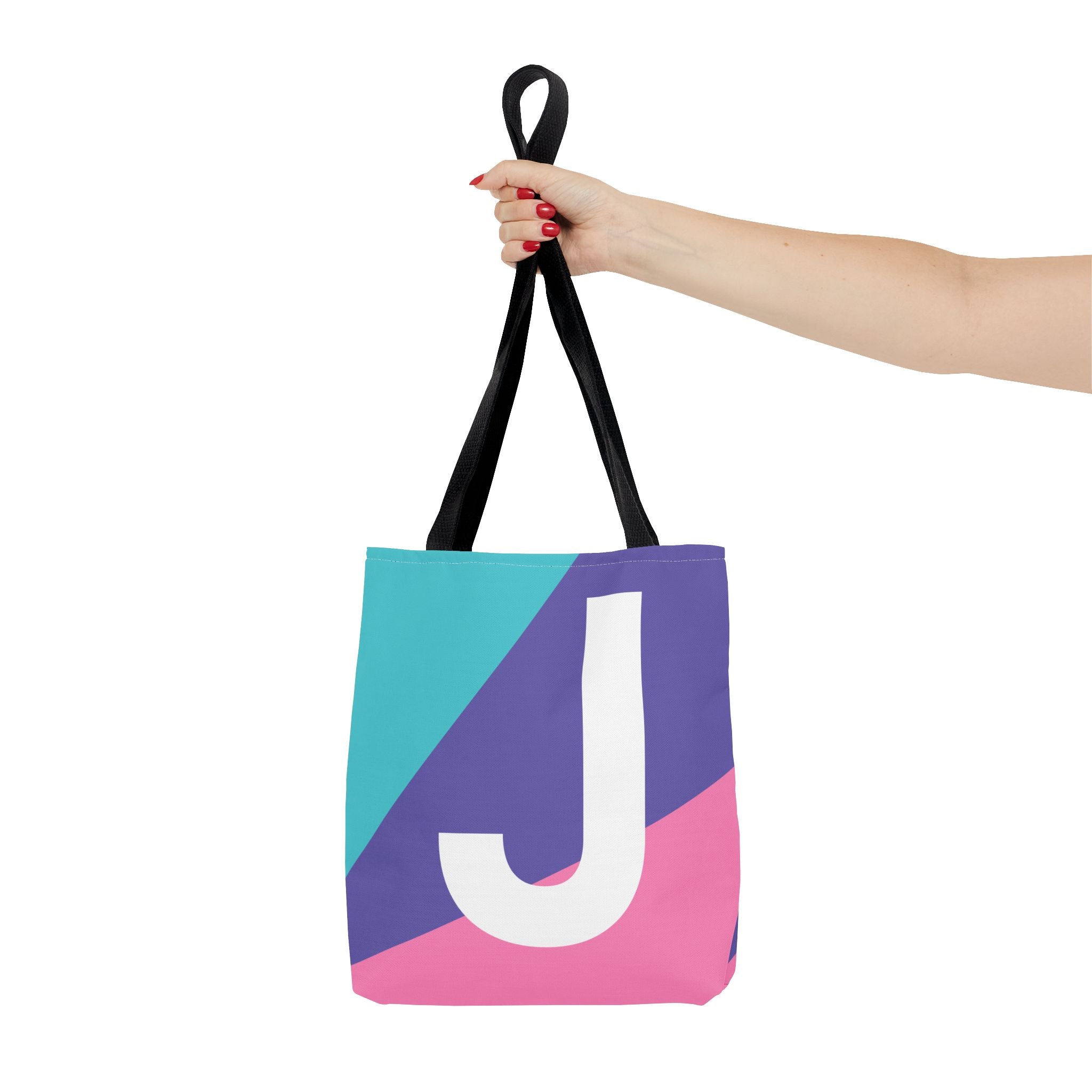 Monogram 'J' Colorblock Tote Bag — Personalized Initial J Shoulder Tote