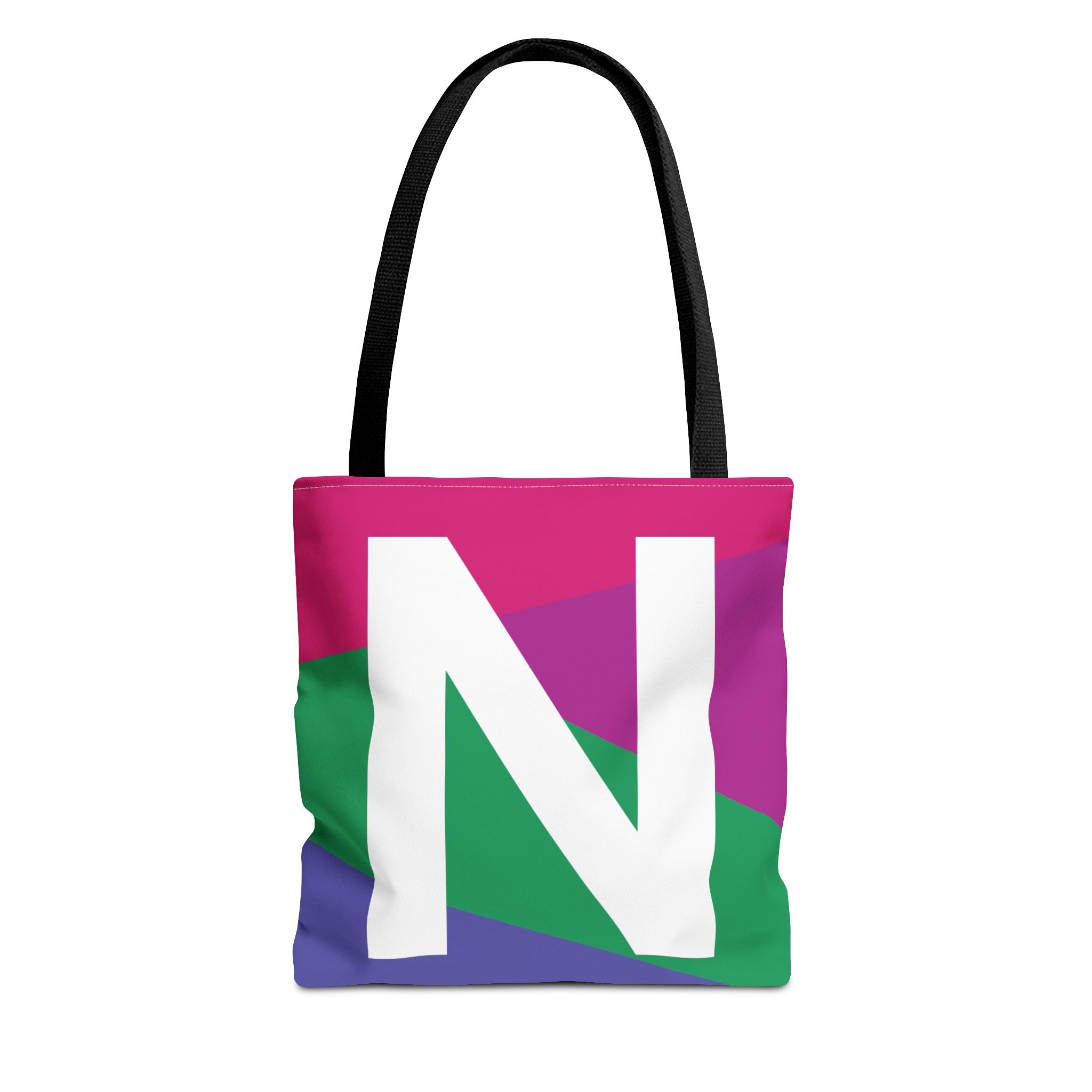 Monogram 'N' Colorblock Tote Bag — Personalized Initial N Shoulder Tote
