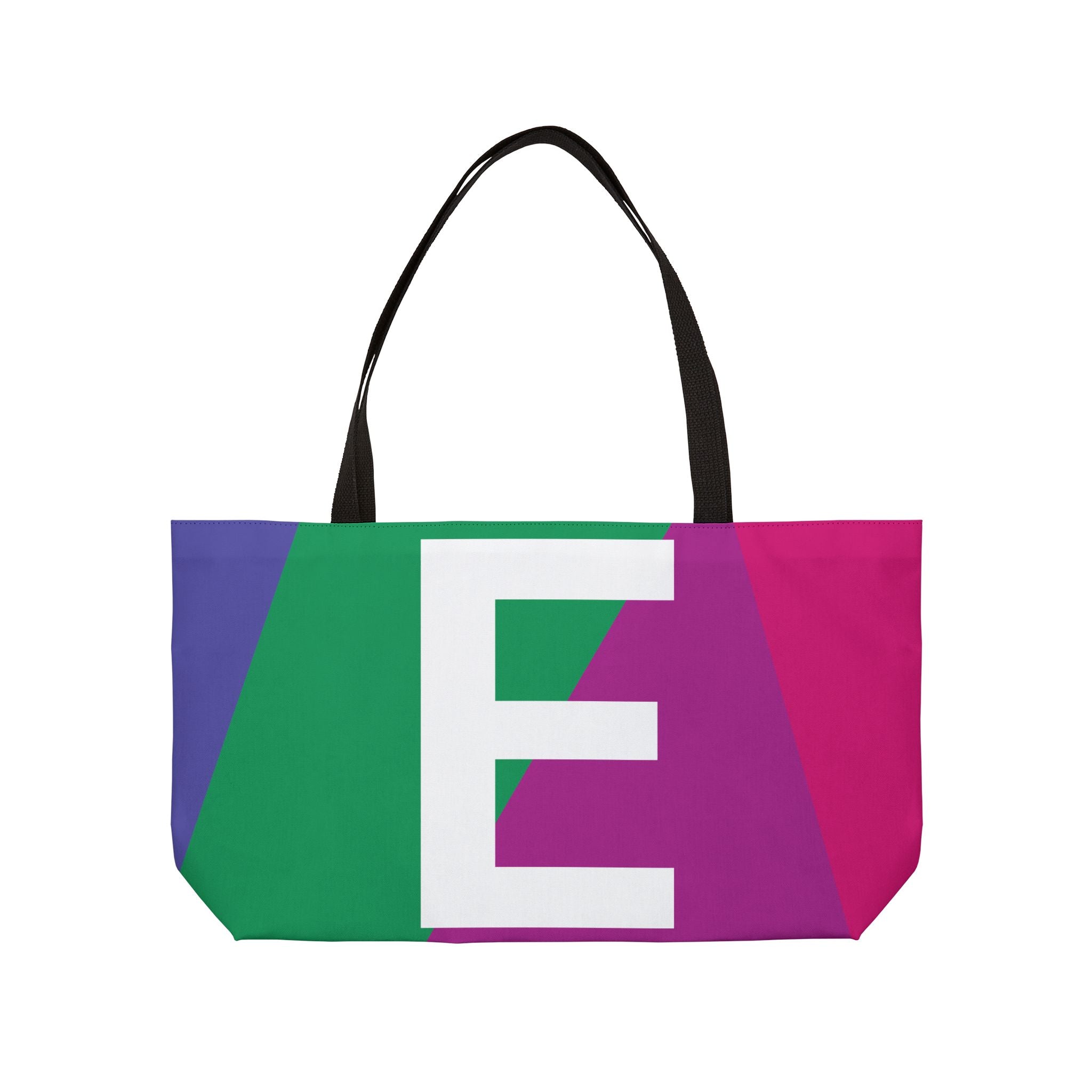 Personalized 'E' Colorblock Tote Bag — Monogram Weekender Tote