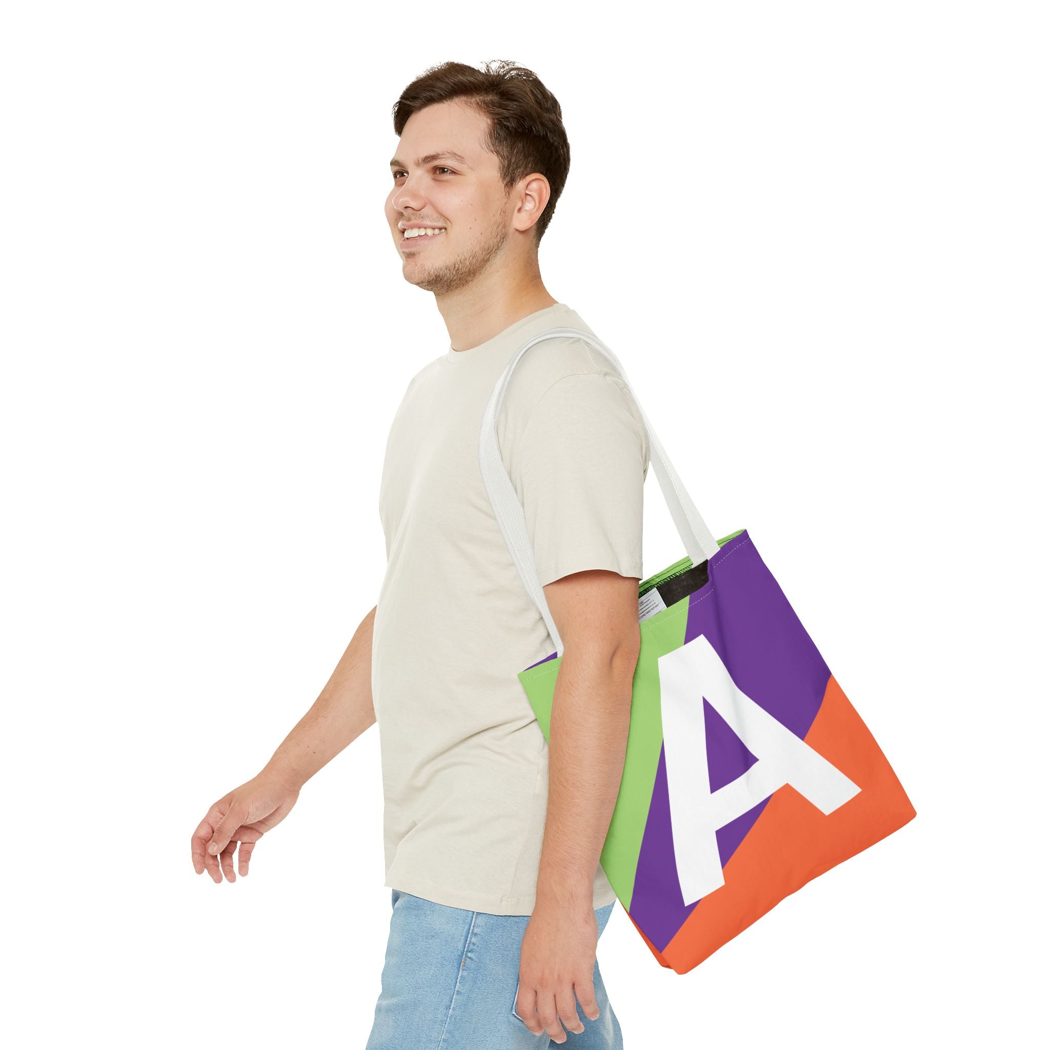 Monogram 'A' Colorblock Tote Bag — Personalized Initial A Shoulder Tote