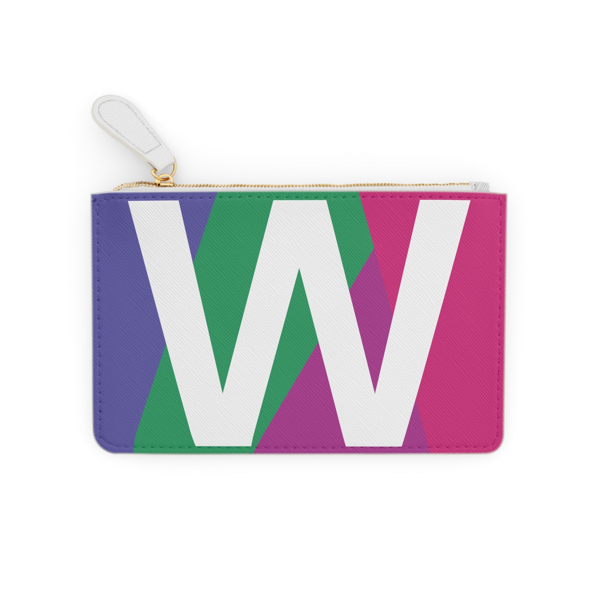 Initial W Mini Clutch — Colorblock Monogram Wristlet Wallet