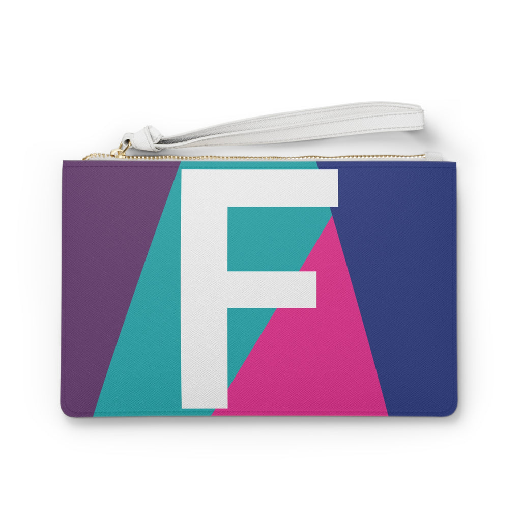 Monogram 'F' Colorblock Clutch Bag — Bold Geometric Wristlet for Everyday & Gifts