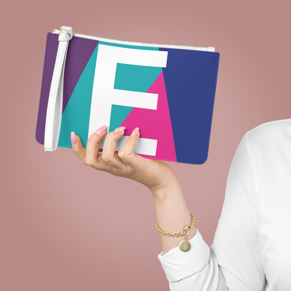 Monogram 'E' Colorblock Clutch Bag — Bold Geometric Wristlet for Everyday & Gifts