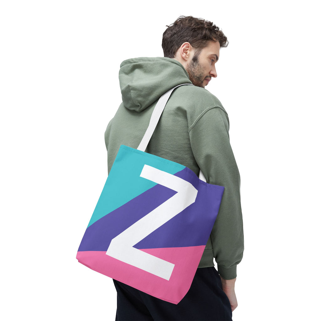 Monogram 'Z' Colorblock Tote Bag — Personalized Initial Z Shoulder Tote