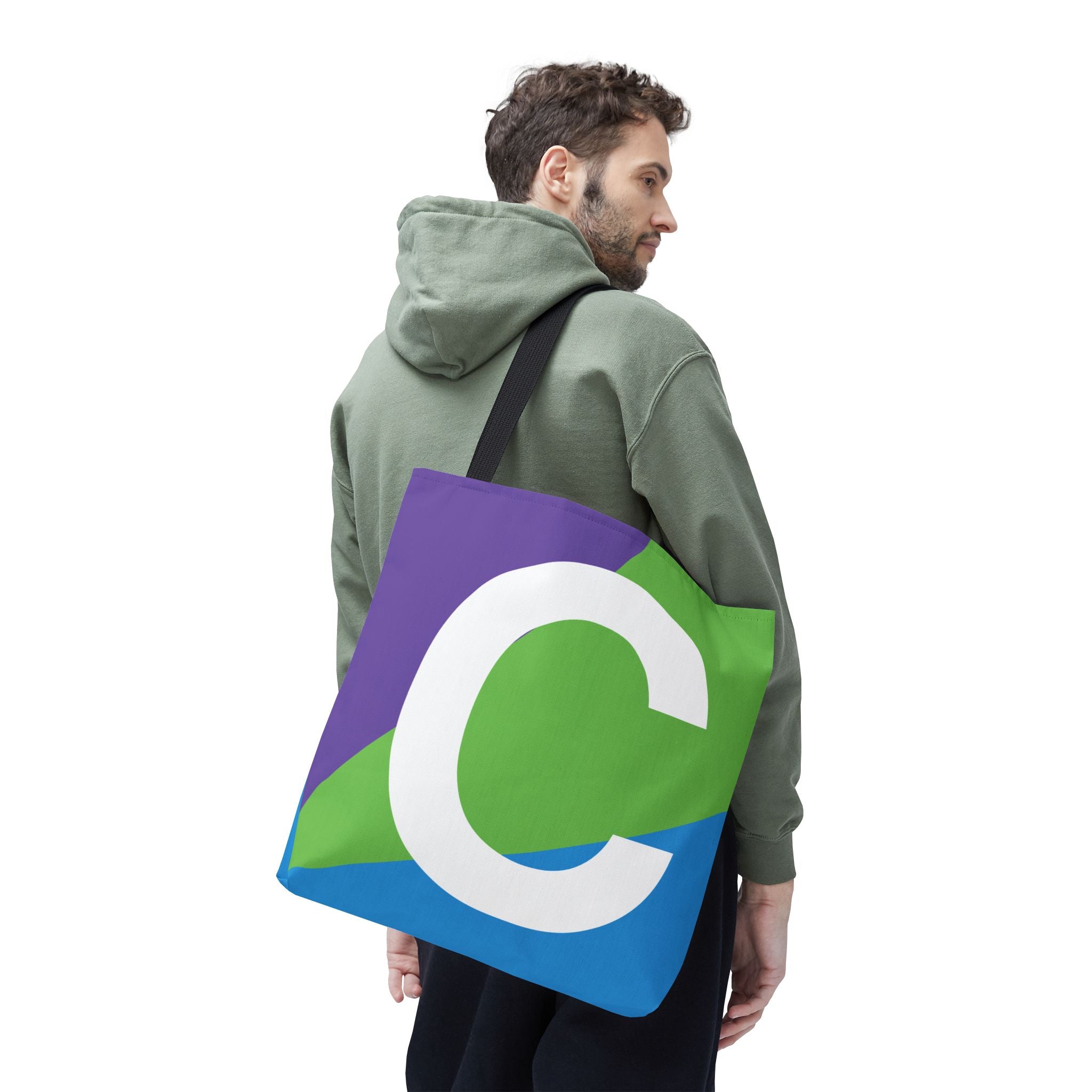 Monogram 'C' Colorblock Tote Bag — Personalized Initial C Shoulder Tote