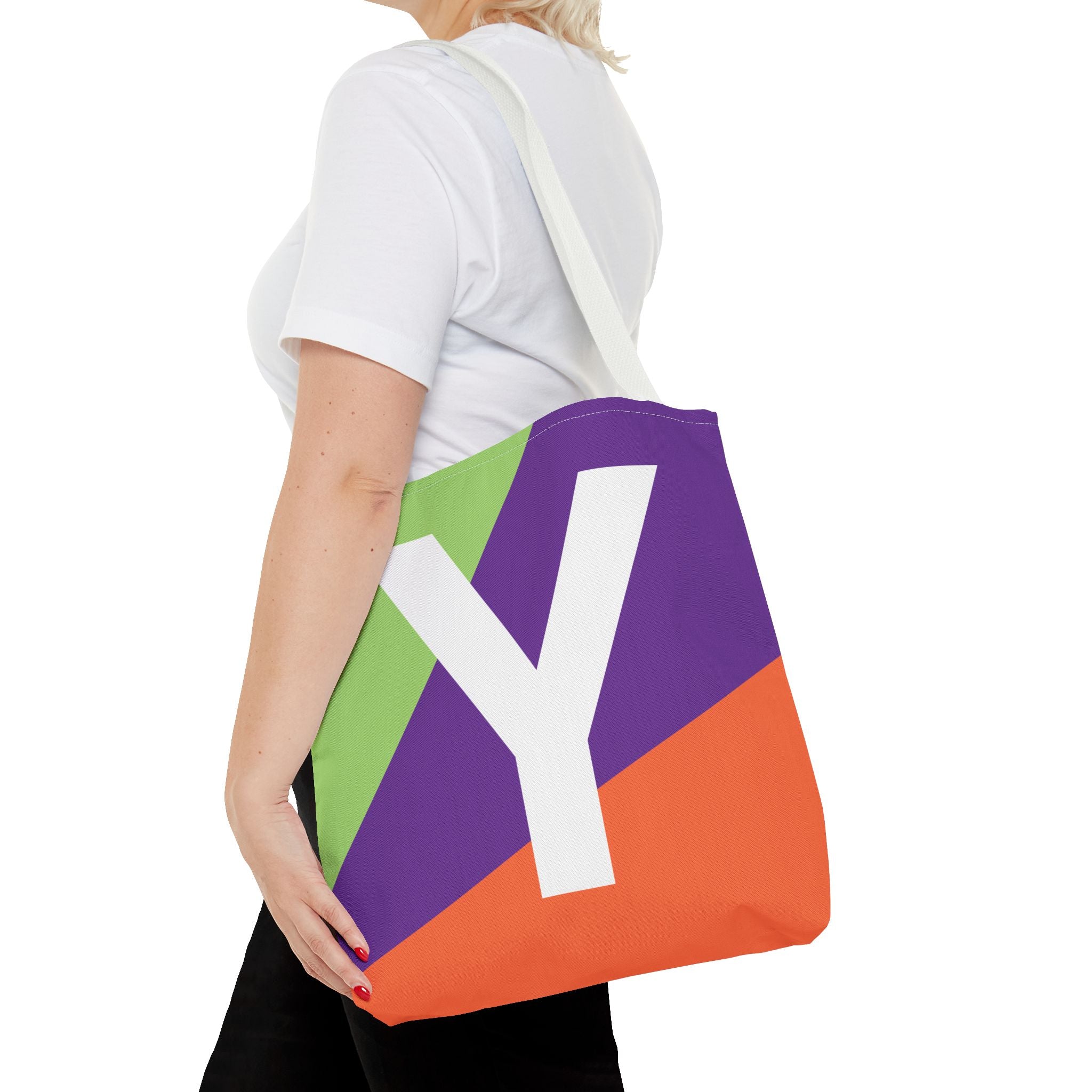 Monogram 'Y' Colorblock Tote Bag — Personalized Initial Y Shoulder Tote