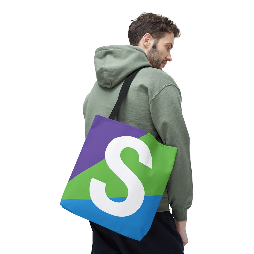 Monogram 'S' Colorblock Tote Bag — Personalized Initial S Shoulder Tote