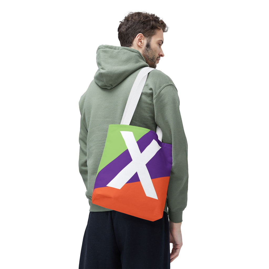 Monogram 'X' Colorblock Tote Bag — Personalized Initial X Shoulder Tote