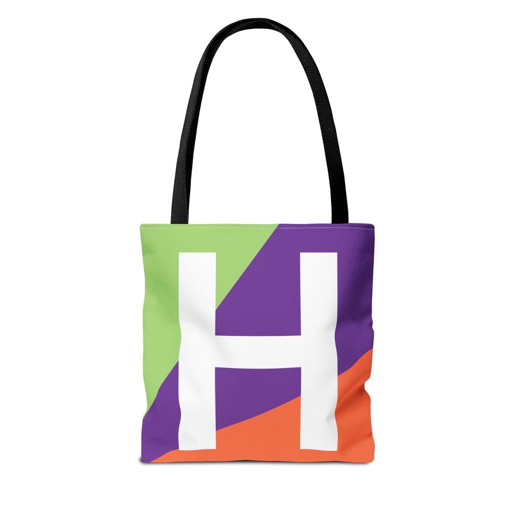 Monogram 'H' Colorblock Tote Bag — Personalized Initial H Shoulder Tote