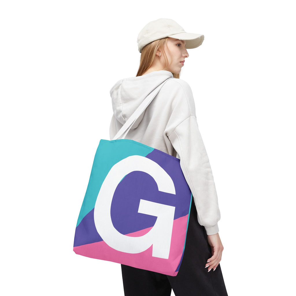 Monogram 'G' Colorblock Tote Bag — Personalized Initial G Shoulder Tote