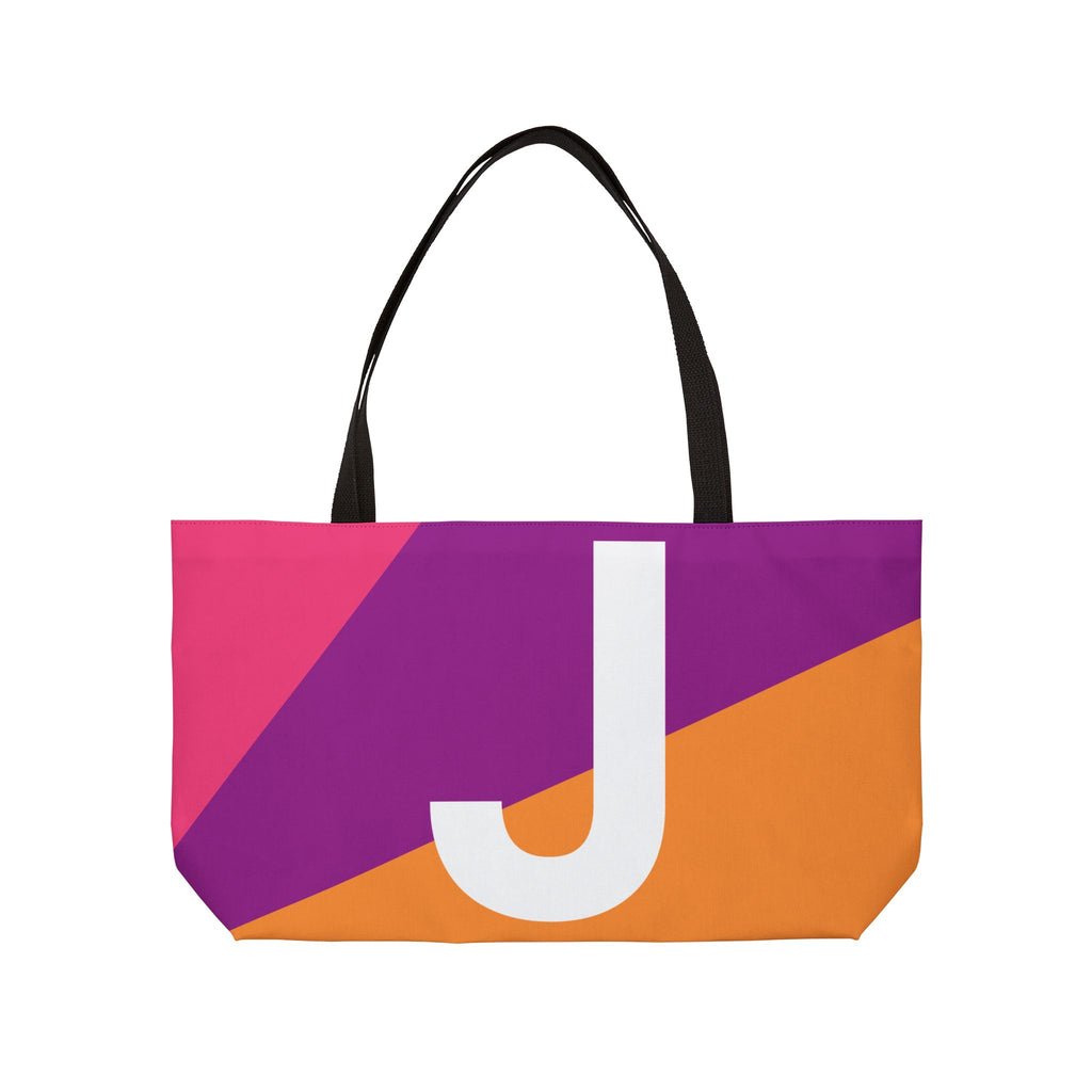 Personalized 'J' Colorblock Tote Bag — Monogram Weekender Tote