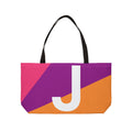 Personalized 'J' Colorblock Tote Bag — Monogram Weekender Tote