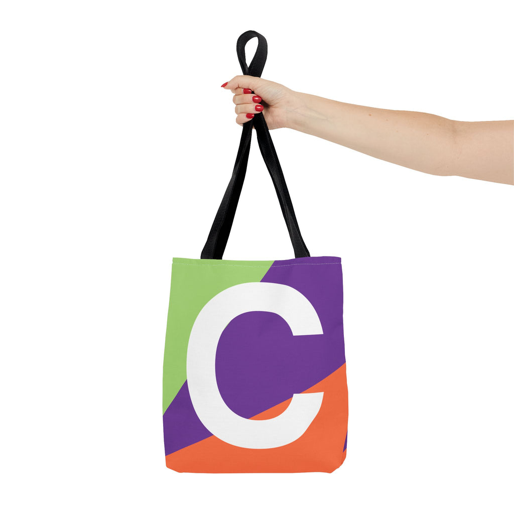 Monogram 'C' Colorblock Tote Bag — Personalized Initial C Shoulder Tote