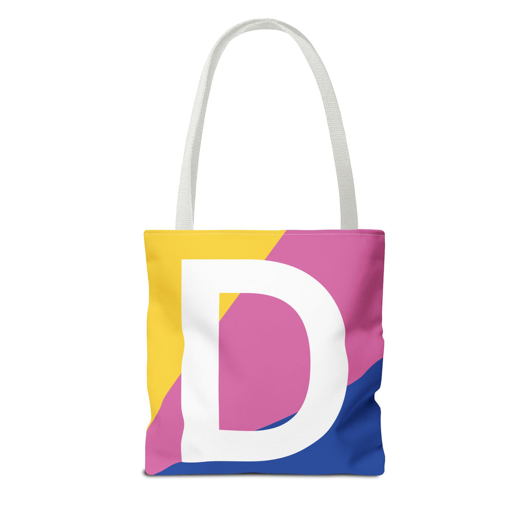 Monogram 'D' Colorblock Tote Bag — Personalized Initial D Shoulder Tote