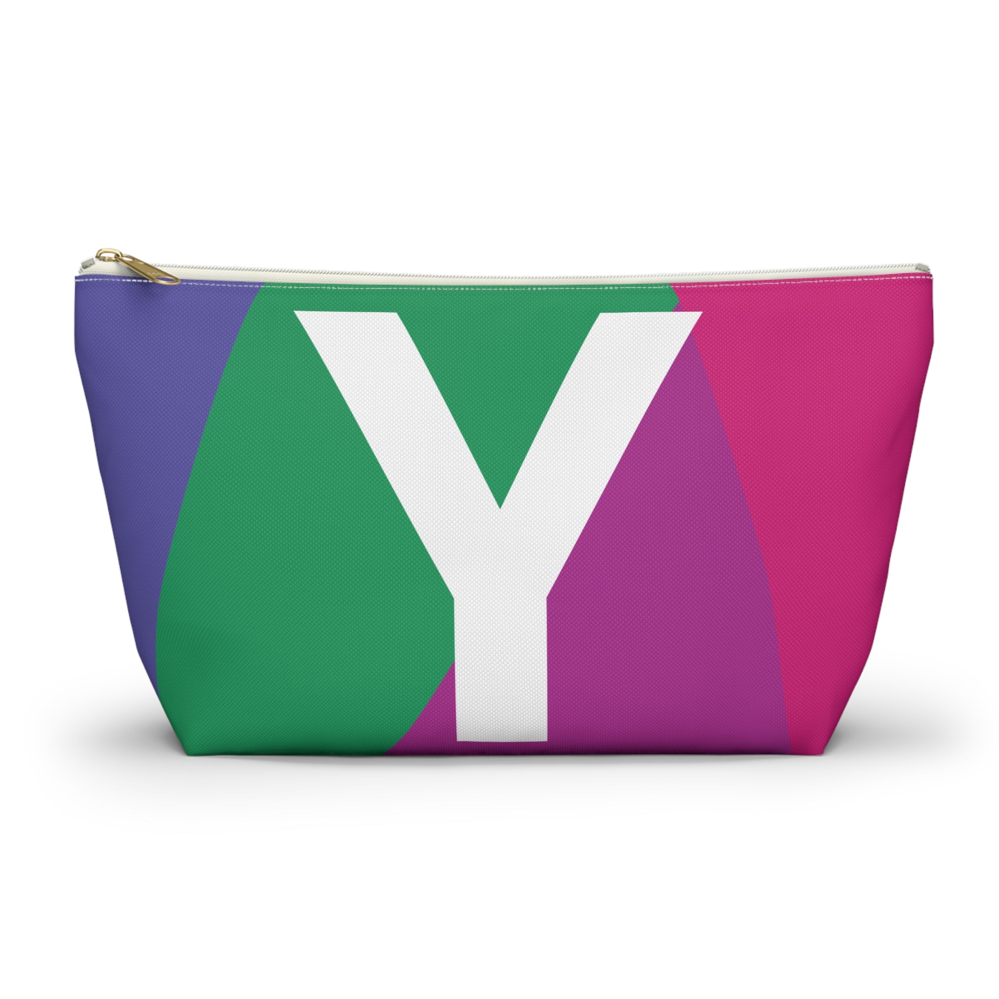 Initials Colorblock Accessory Pouch — Monogram Y T-Bottom Cosmetic Bag
