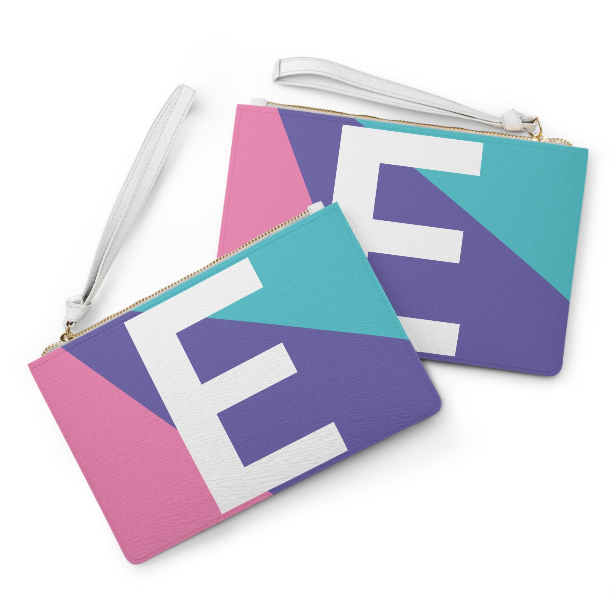 Monogram 'E' Colorblock Clutch Bag — Bold Geometric Wristlet for Everyday & Gifts