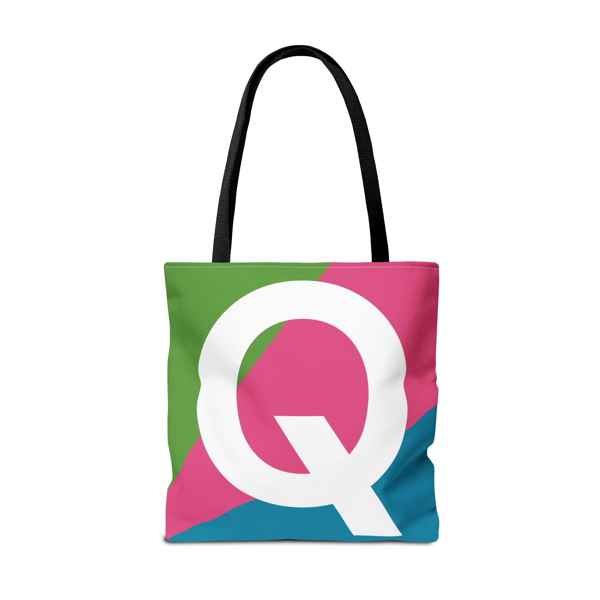 Monogram 'Q' Colorblock Tote Bag — Personalized Initial Q Shoulder Tote