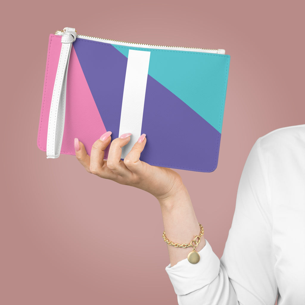 Monogram 'I' Colorblock Clutch Bag — Bold Geometric Wristlet for Everyday & Gifts