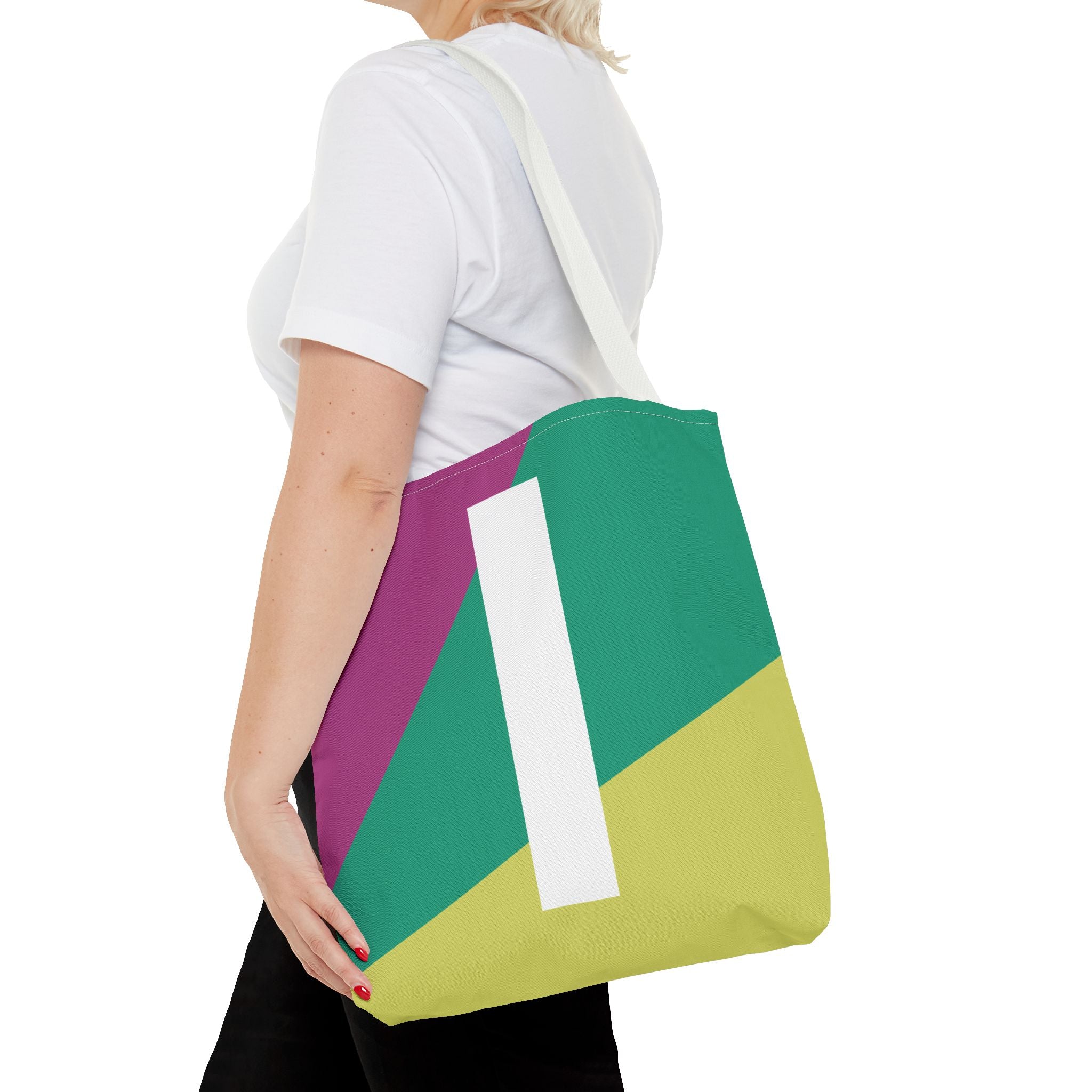 Monogram 'I' Colorblock Tote Bag — Personalized Initial I Shoulder Tote