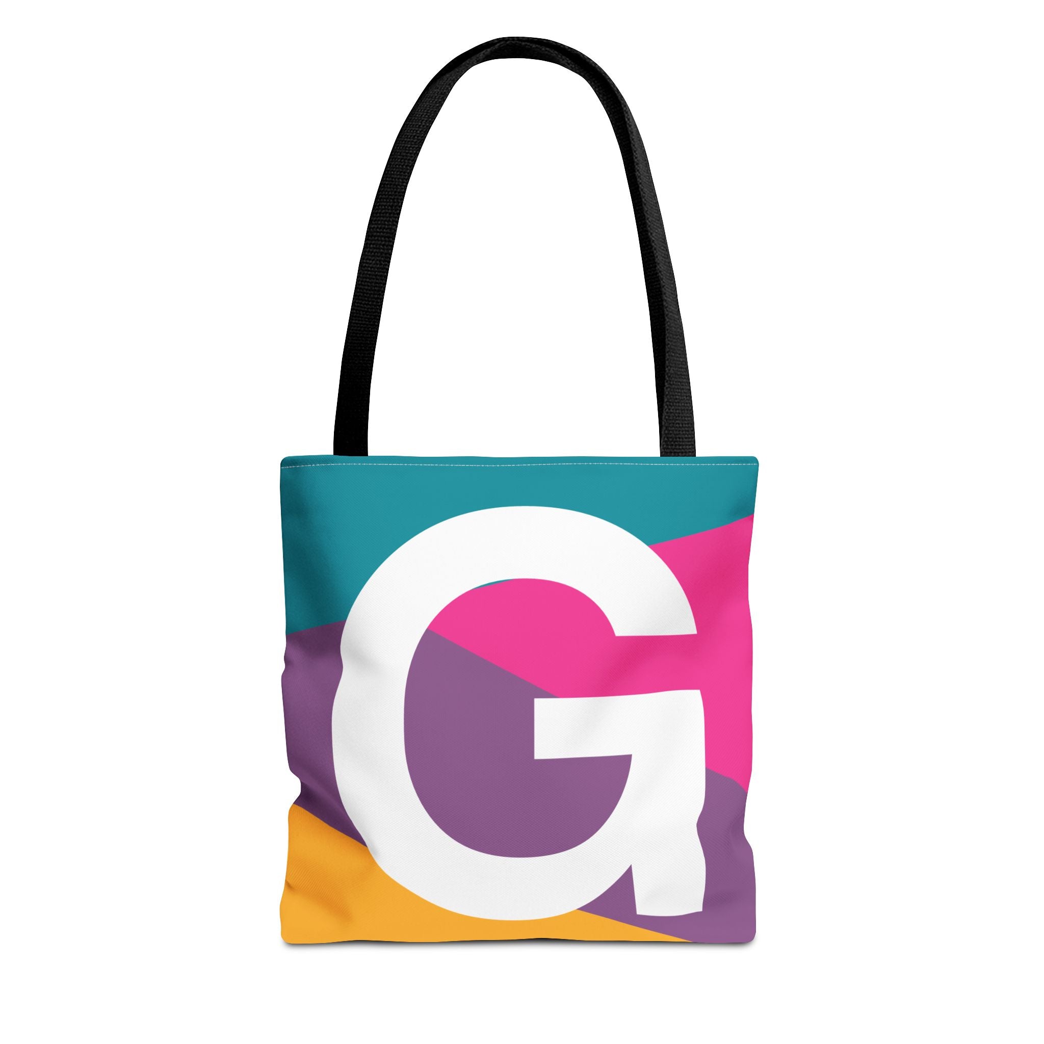 Monogram 'G' Colorblock Tote Bag — Personalized Initial G Shoulder Tote