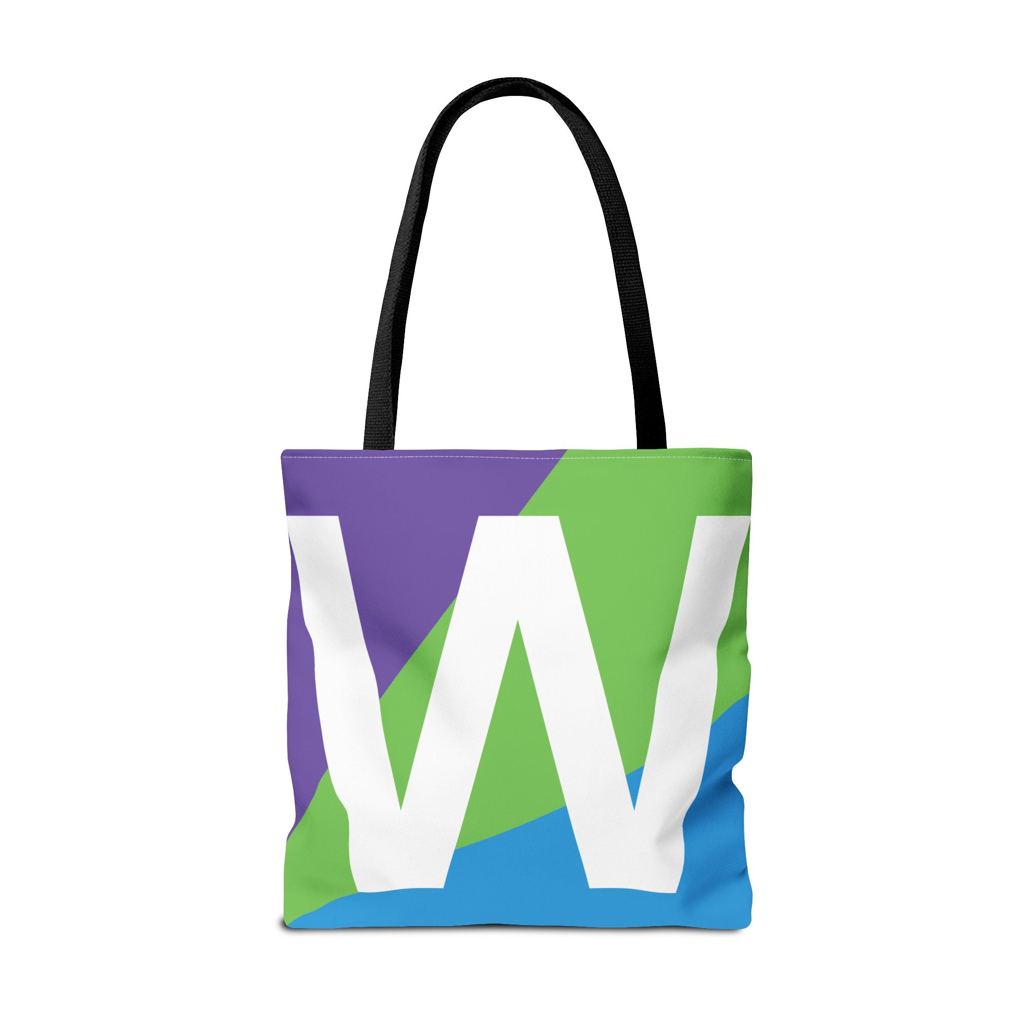 Monogram 'W' Colorblock Tote Bag — Personalized Initial W Shoulder Tote