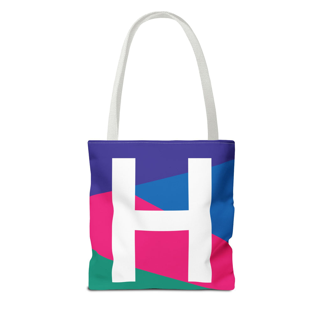 Monogram 'H' Colorblock Tote Bag — Personalized Initial H Shoulder Tote