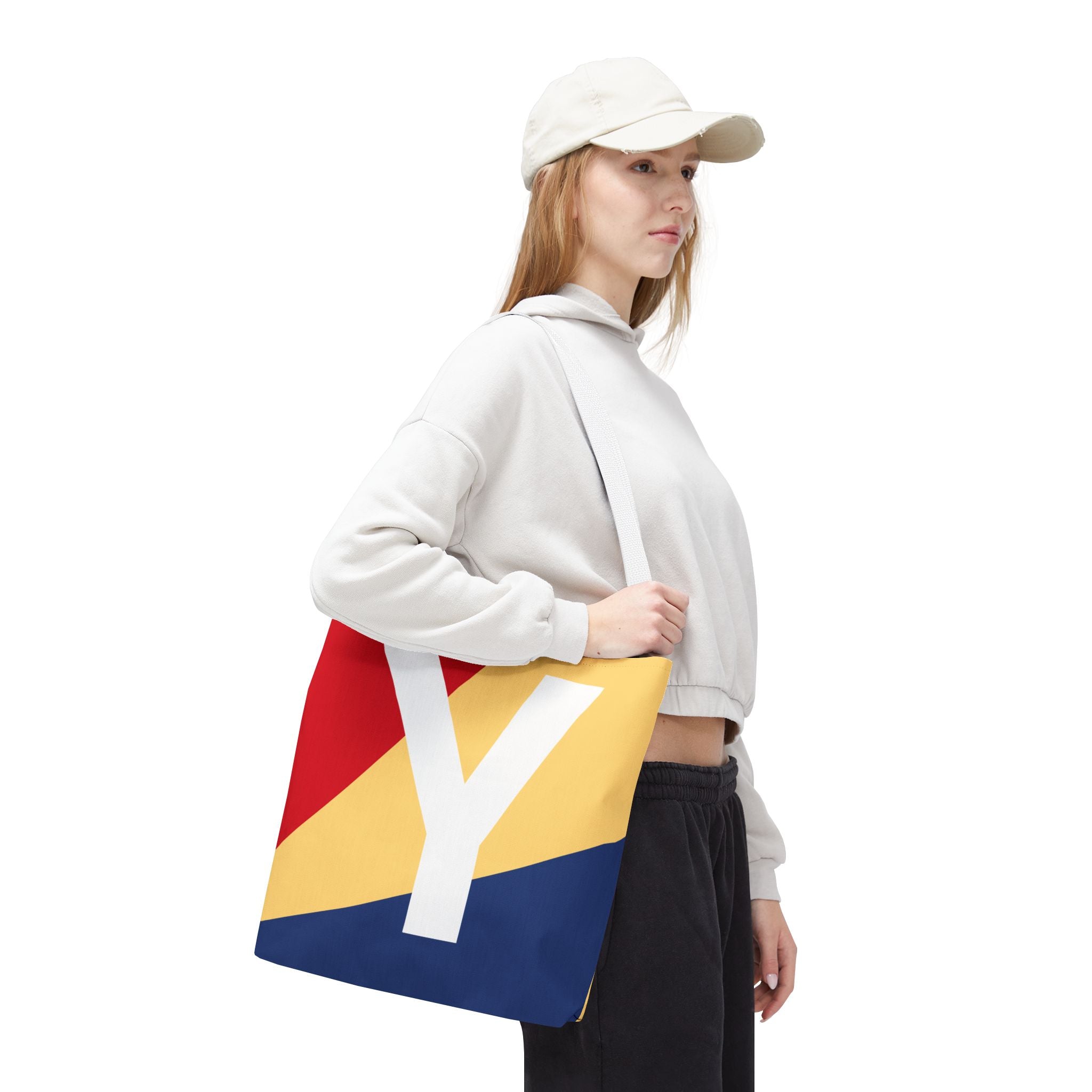 Monogram 'Y' Colorblock Tote Bag — Personalized Initial Y Shoulder Tote