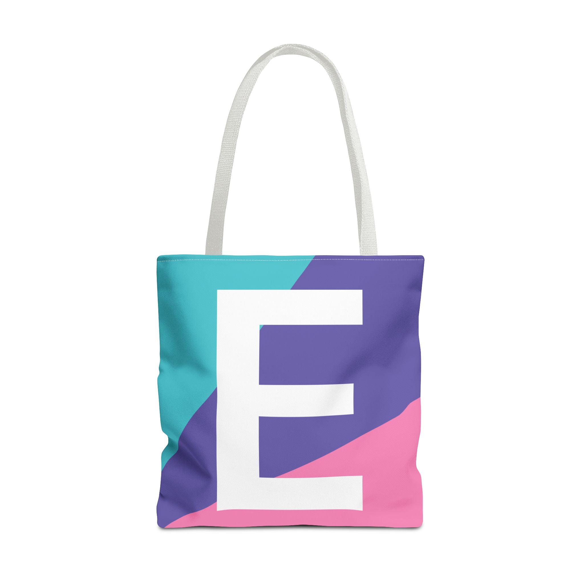 Monogram 'E' Colorblock Tote Bag — Personalized Initial E Shoulder Tote