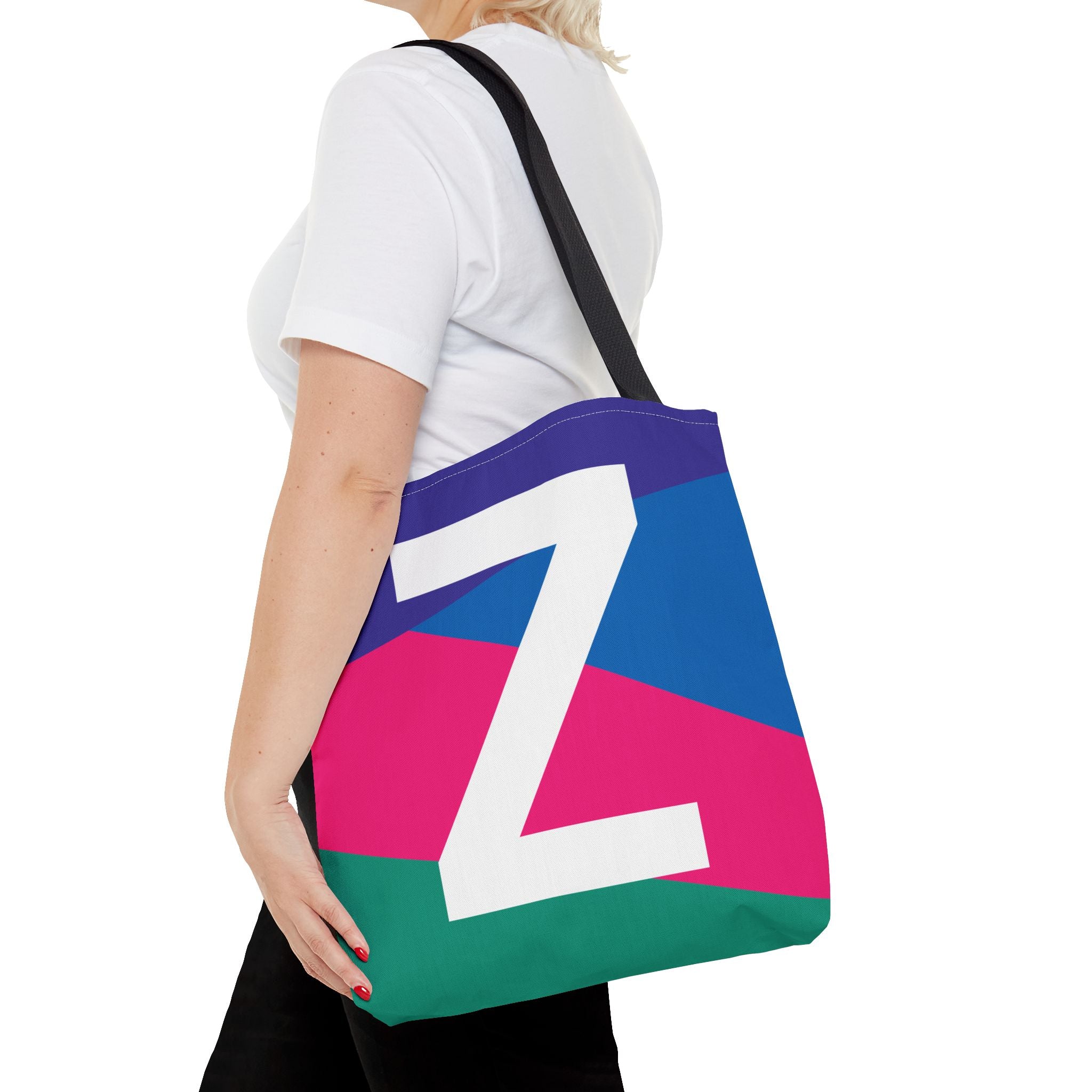 Monogram 'Z' Colorblock Tote Bag — Personalized Initial Z Shoulder Tote