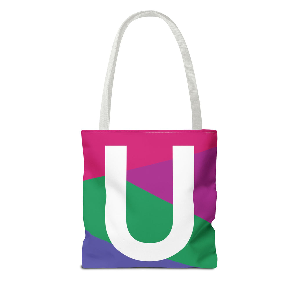 Monogram 'U' Colorblock Tote Bag — Personalized Initial U Shoulder Tote