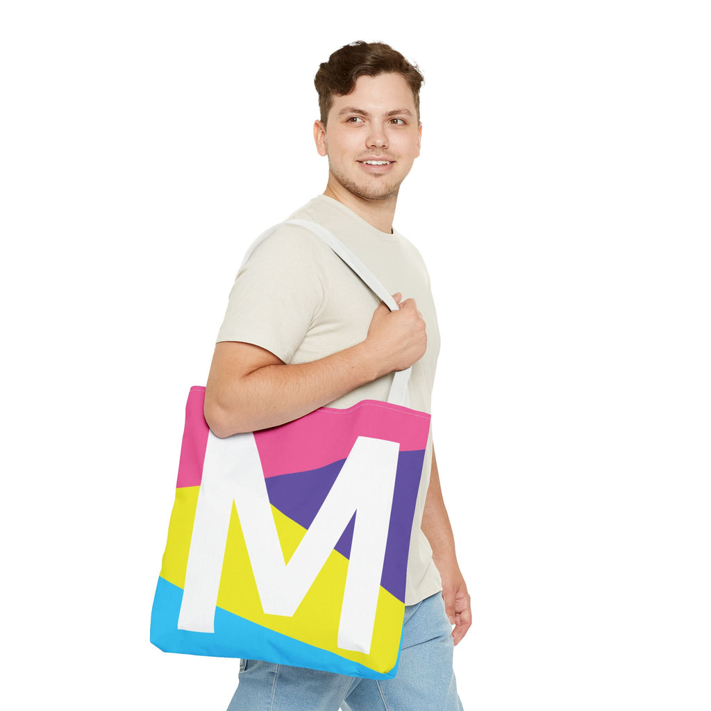 Monogram 'M' Colorblock Tote Bag — Personalized Initial M Shoulder Tote