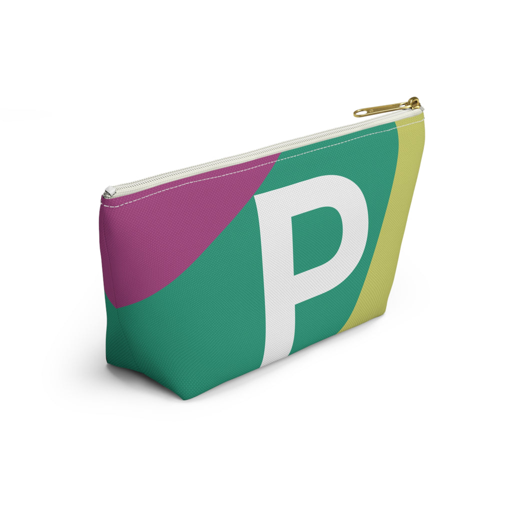 Initials Colorblock Accessory Pouch — Monogram P T-Bottom Cosmetic Bag