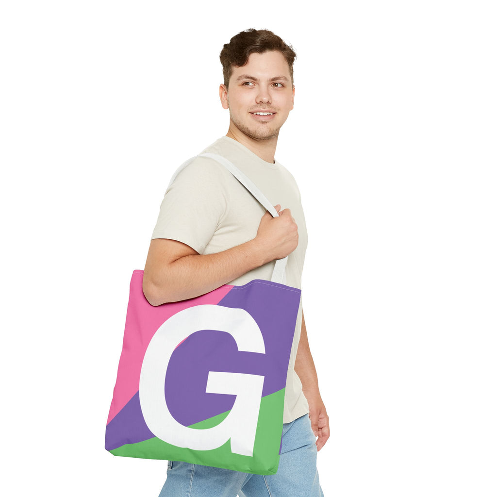 Monogram 'G' Colorblock Tote Bag — Personalized Initial G Shoulder Tote