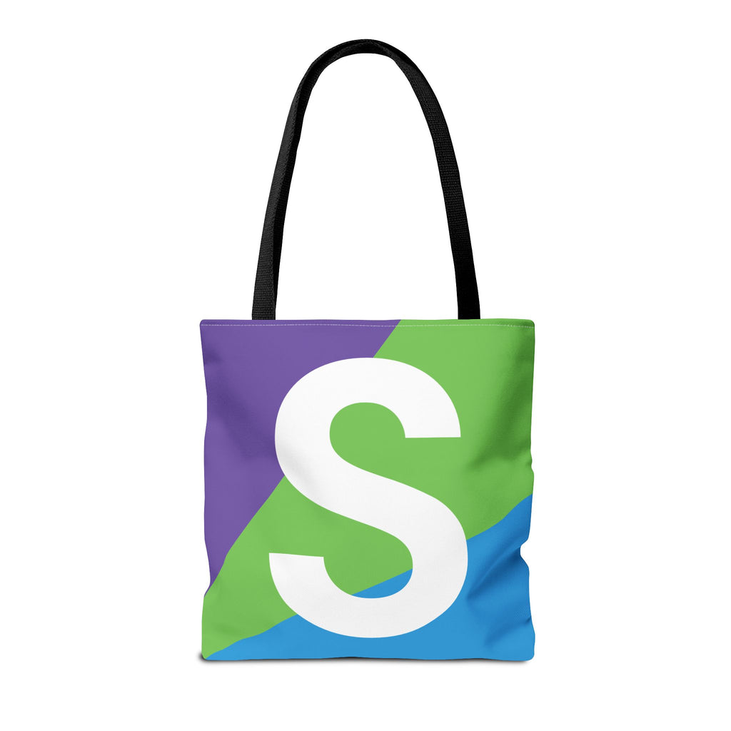 Monogram 'S' Colorblock Tote Bag — Personalized Initial S Shoulder Tote