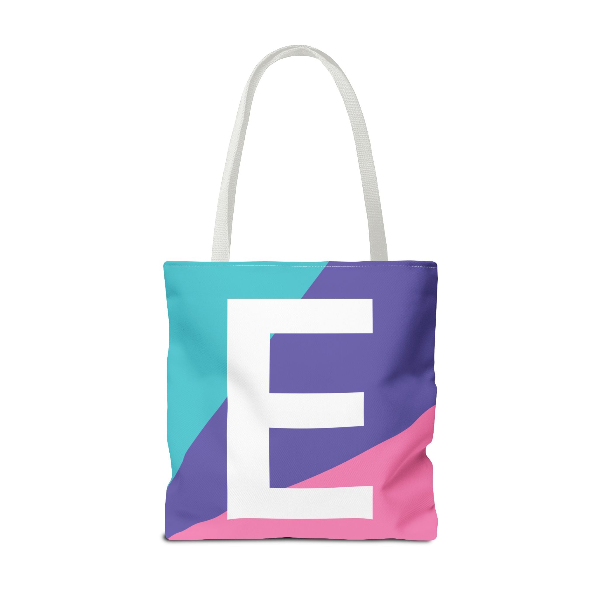 Monogram 'E' Colorblock Tote Bag — Personalized Initial E Shoulder Tote
