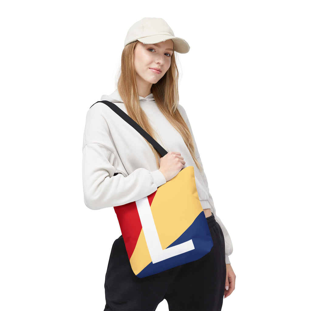 Monogram 'L' Colorblock Tote Bag — Personalized Initial L Shoulder Tote