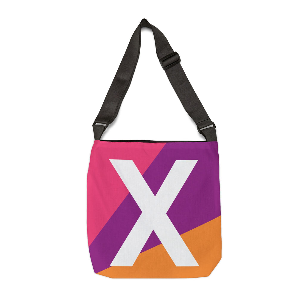 Initial Letter 'X' Colorblock Adjustable Tote Bag — Monogram Alphabet Shoulder Bag
