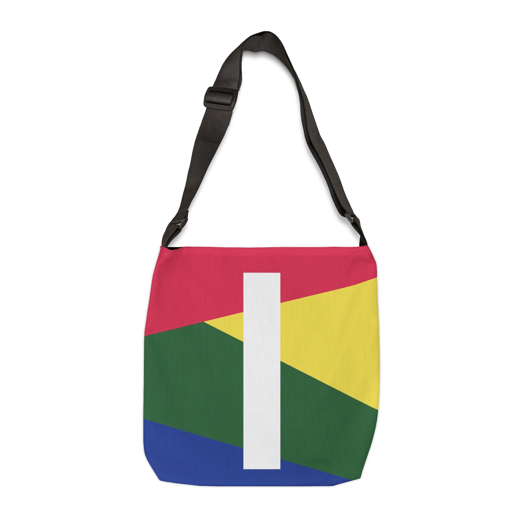Initial Letter 'I' Colorblock Adjustable Tote Bag — Monogram Alphabet Shoulder Bag