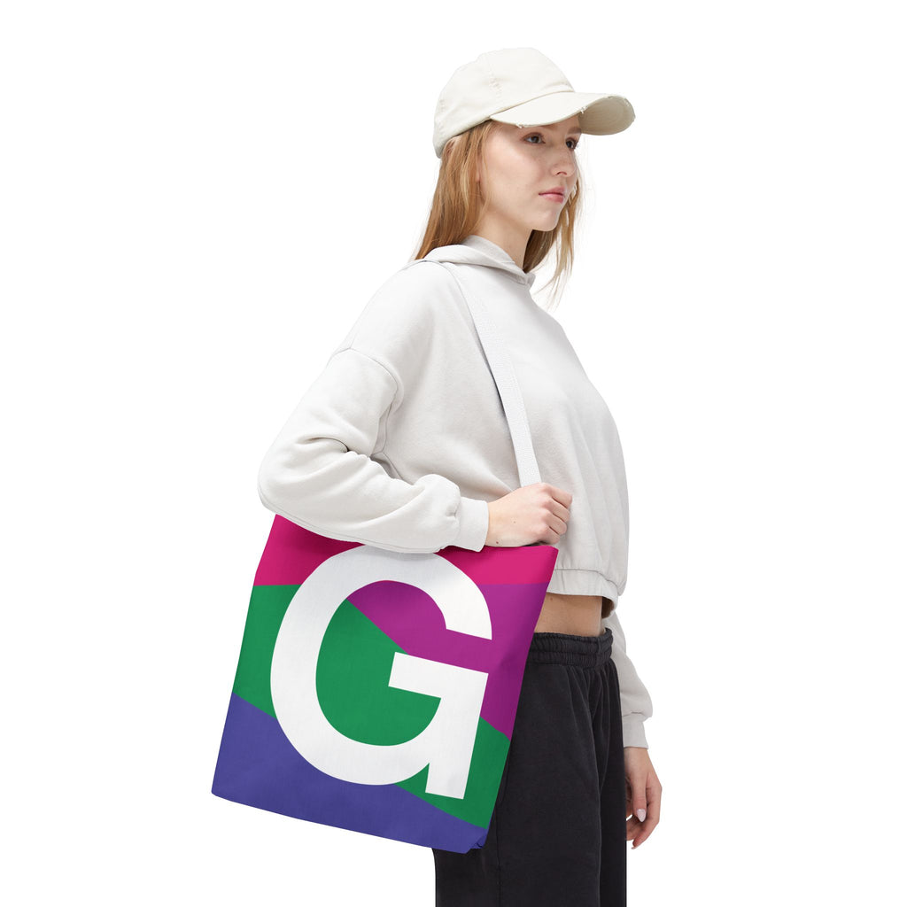 Monogram 'G' Colorblock Tote Bag — Personalized Initial G Shoulder Tote