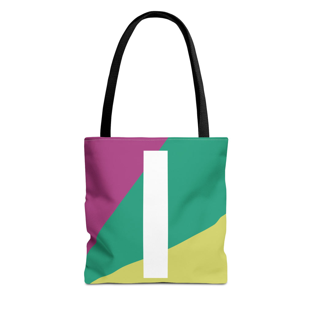 Monogram 'I' Colorblock Tote Bag — Personalized Initial I Shoulder Tote
