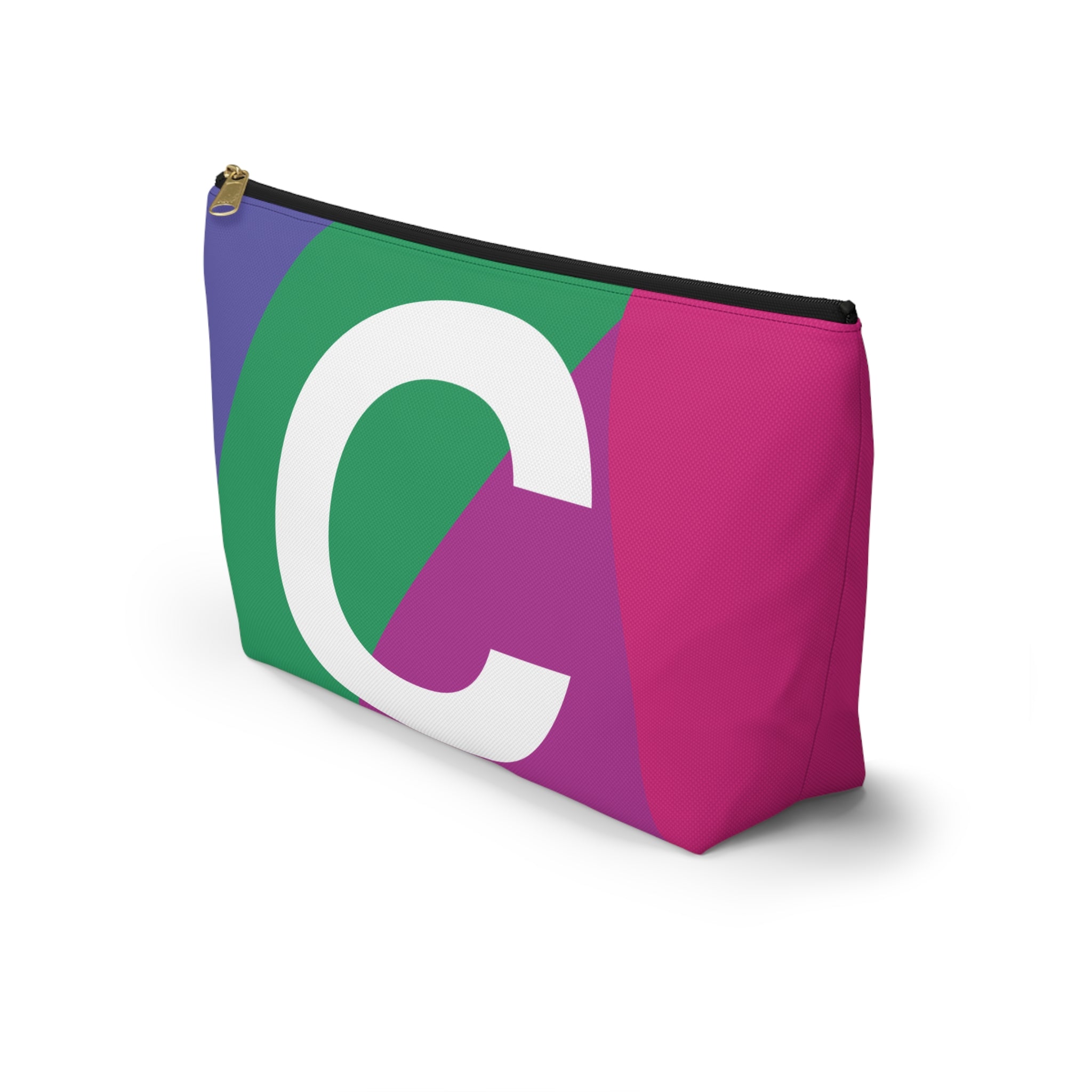 Initials Colorblock Accessory Pouch — Monogram C T-Bottom Cosmetic Bag