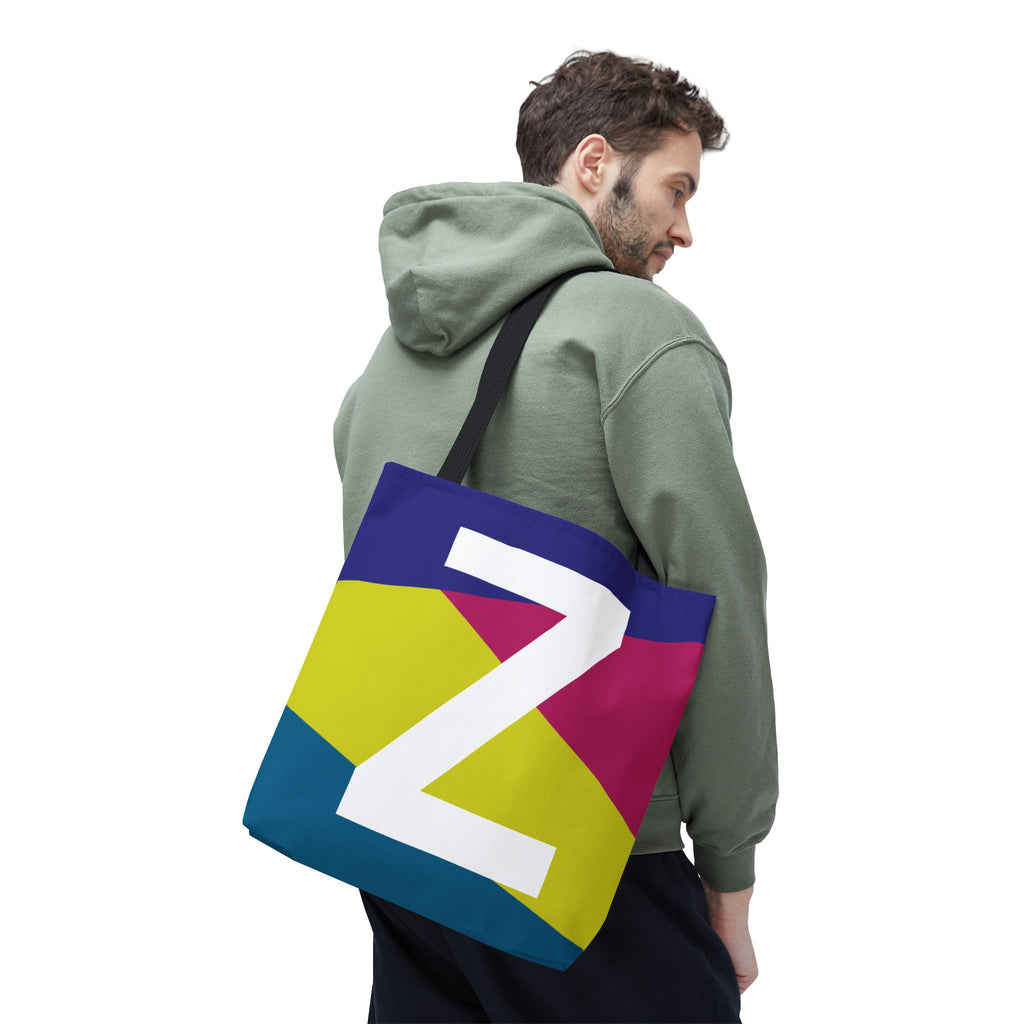 Monogram 'Z' Colorblock Tote Bag — Personalized Initial Z Shoulder Tote