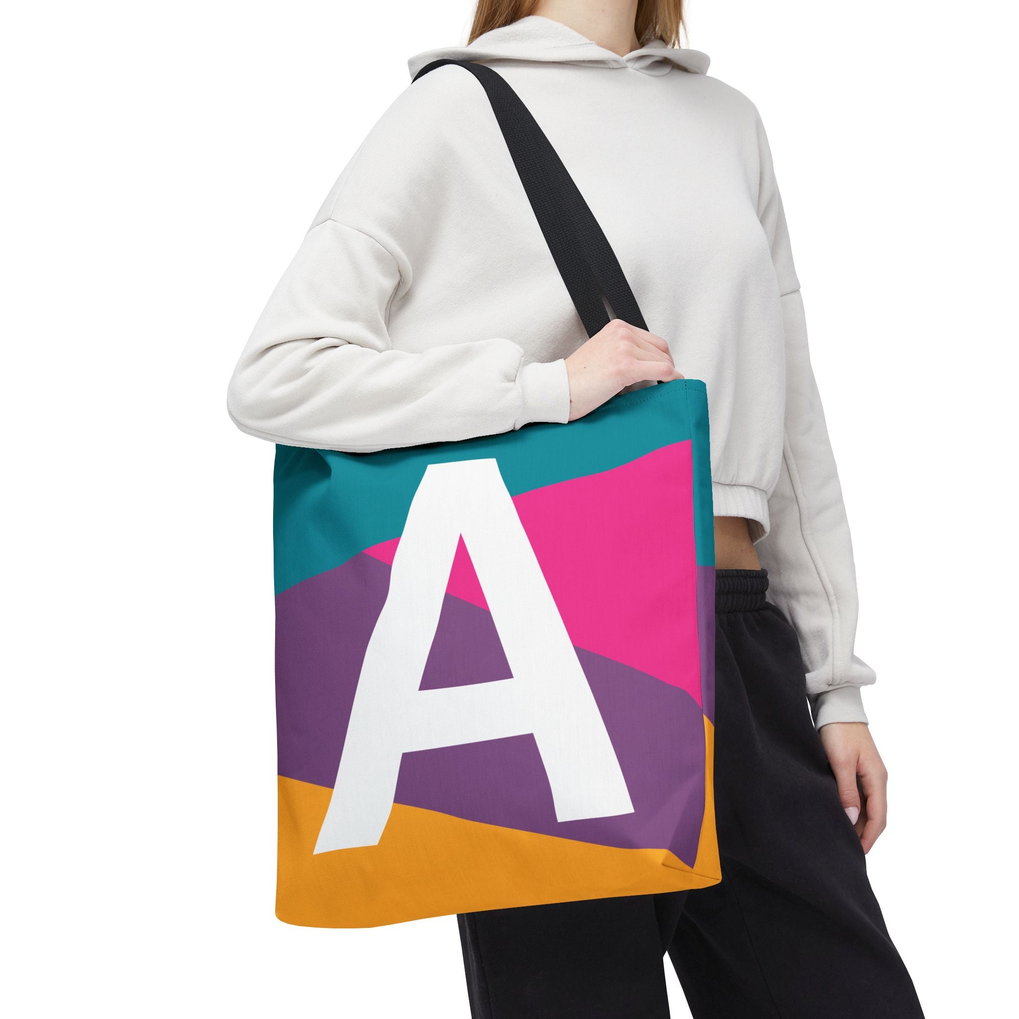 Monogram 'A' Colorblock Tote Bag — Personalized Initial A Shoulder Tote