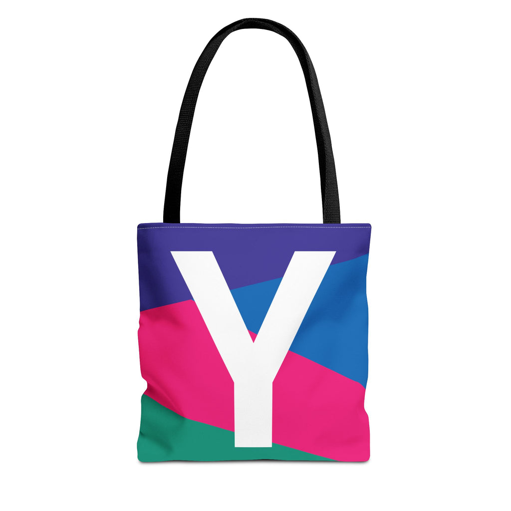 Monogram 'Y' Colorblock Tote Bag — Personalized Initial Y Shoulder Tote